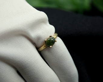Handcrafted Natural Green Tourmaline Silver Ring - Nature's Elegance in Every Detail