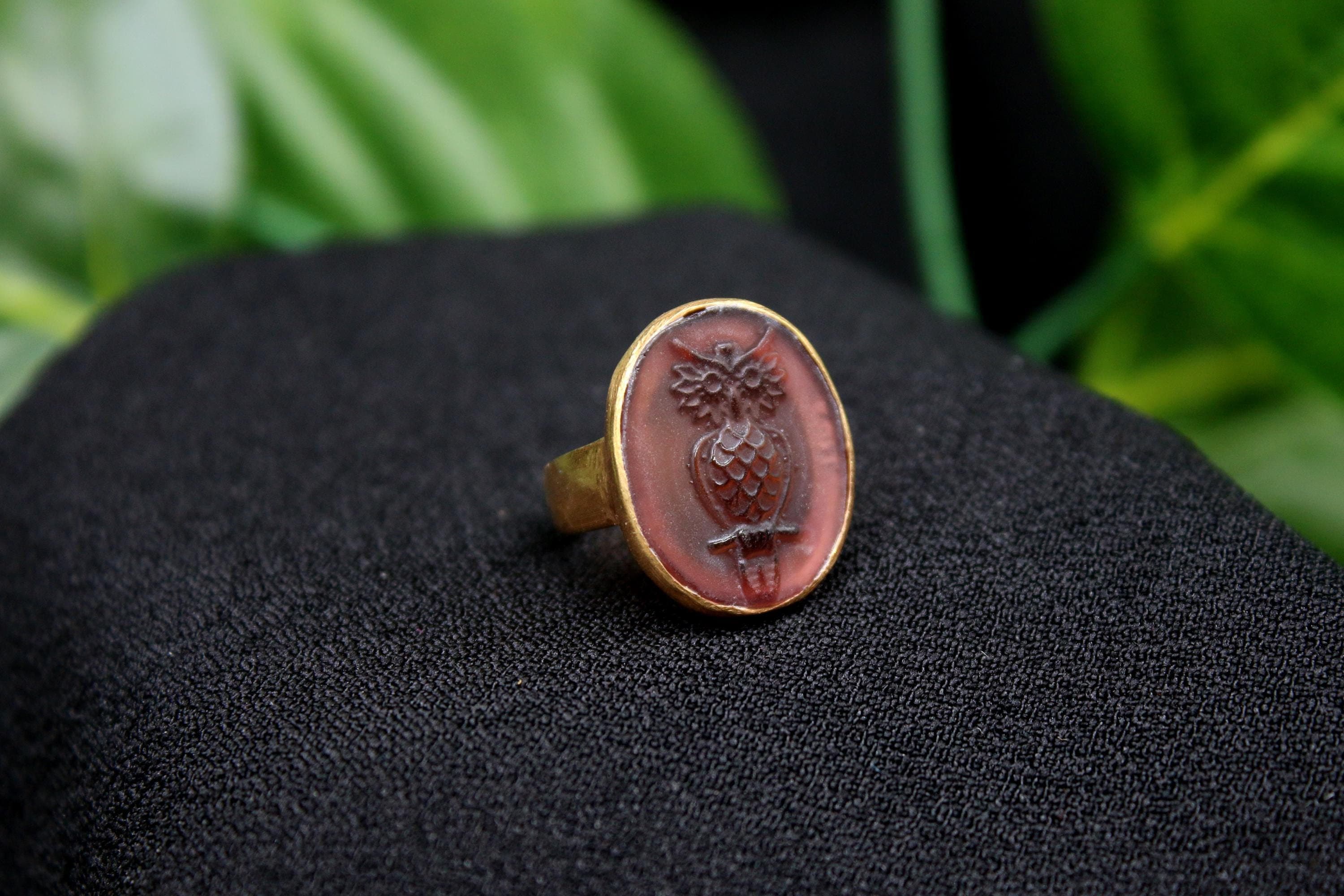 Owl Venetian Intaglio Silver Ring: A Timeless Antique-Inspired Christmas Gift For Her