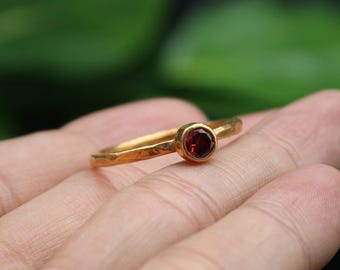 Handmade Ruby Ring, 925 Sterling Silver, Natural Red Gemstone Ring, Minimalist Stacking Ring July Birthstone Unique Gift for Her Mothers Day