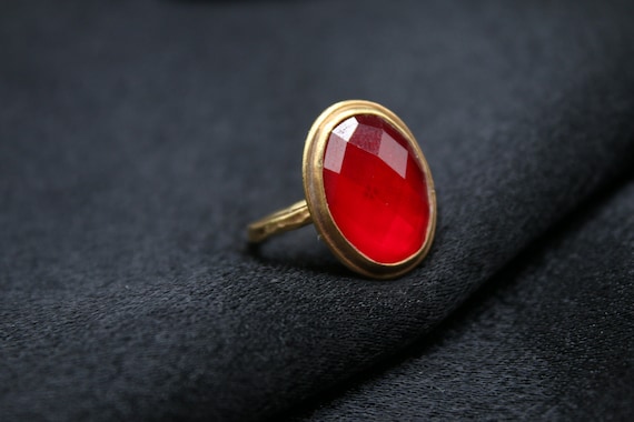 Anello in argento con rubino Gioielli fatti a mano Anello con