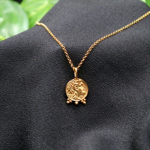 50cm Chain  Alexander the Great Coin Medallion  Necklace, Gold Plated Handmade Pendant, Ancient Greek Jewelry, Gift for History Lovers