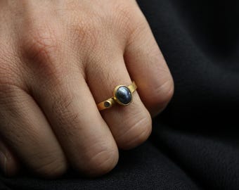 Black Pearl Silver Ring: Handmade Jewelry, the Perfect Christmas Gift for Her