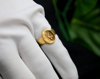 Eros Signet Ring, Handmade Silver Pinky Ring, Greek Jewelry, Christmas Gift for Her