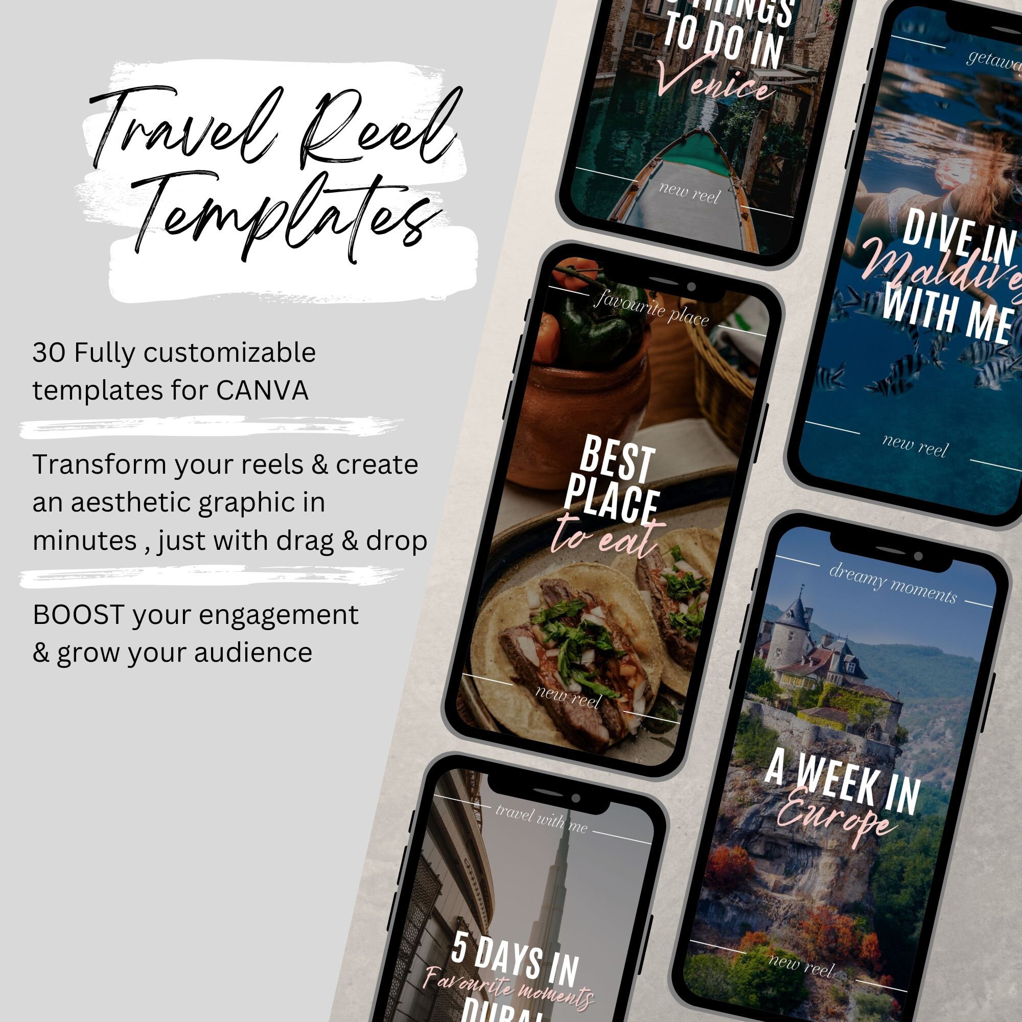 30 Instagram Travel Reel Covers Canva Reel Template Travel Reels