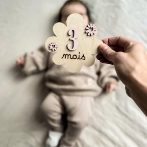 Lot cartes étapes bois - Idée cadeau de naissance fleuri et nouveau cadeau de bébé - ma première année - souvenirs des mois anniversaire