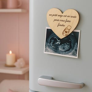Annonce grossesse magnétique en forme de coeur - annonce personnalisée pour grande soeur, ou proches - en bois