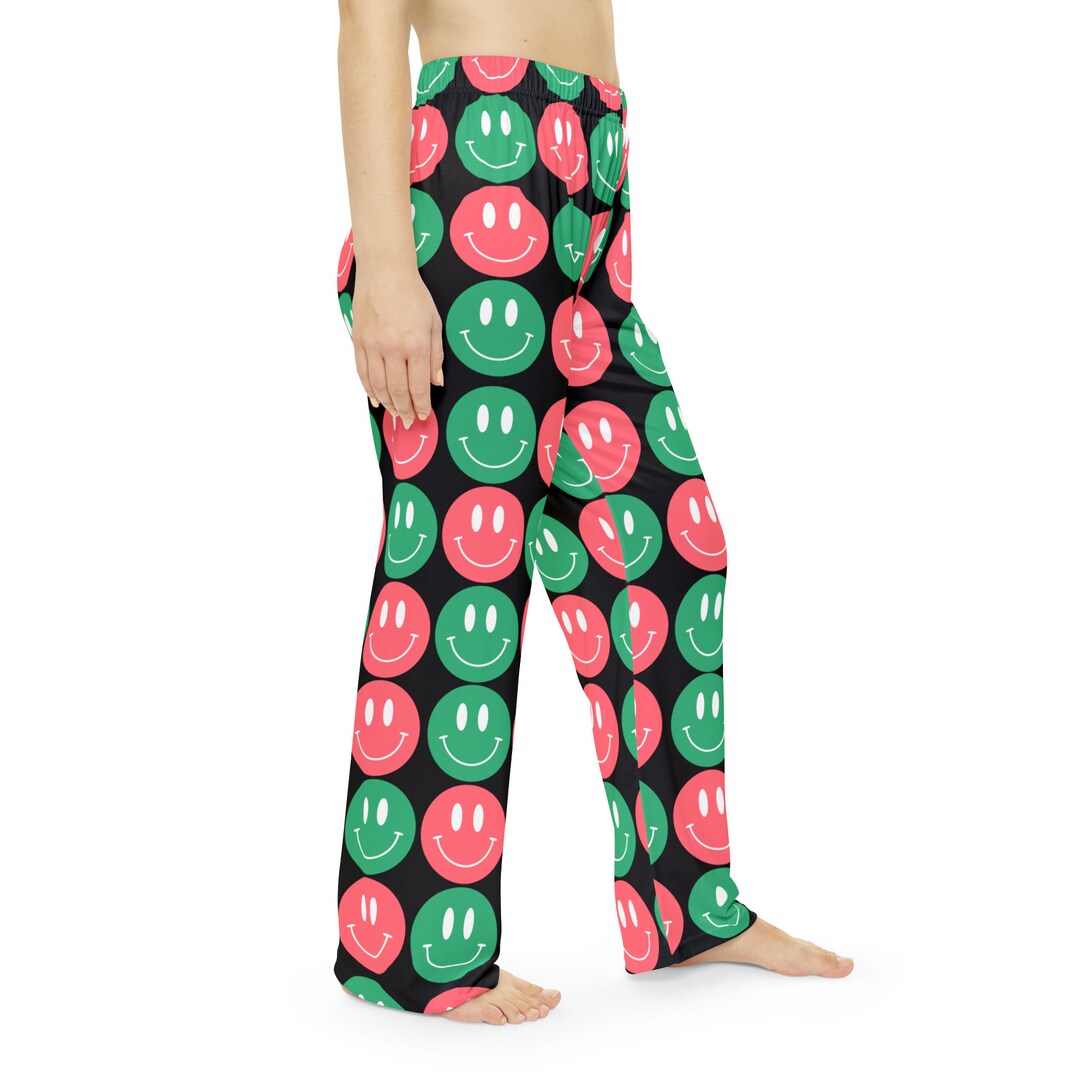 Colorfull Smiley Face Women's Pajama Pants AOP Etsy