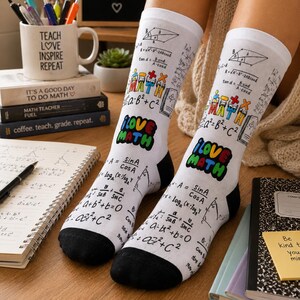 Math Socks – Embroidered Crew for Math Lovers, Teachers, Professors