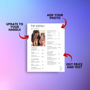 OnlyFans Tip Menu | Editable Template | Canva Template | Tip Menu Templates | Digital Download image 5