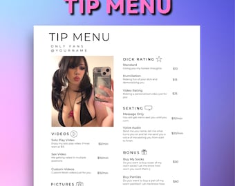 Onlyfans Tip Menu Editable Template Digital Download - Etsy