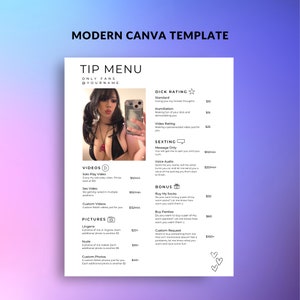 OnlyFans Tip Menu | Editable Template | Canva Template | Tip Menu Templates | Digital Download image 2