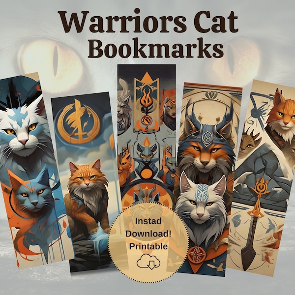 Warrior Cats Bookmarks Printable | Digital Download for Cat Lovers