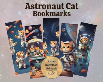 Astronaut Cat Bookmarks - Space Kitty Art