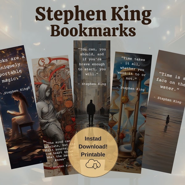 Stephen King Bookmarks Printable | Stephen King Book Lover Bookmark