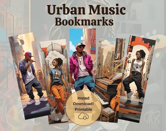 Printable Urban Music Bookmarks | Graffiti-Inspired Hip-Hop & Street Art Page Markers