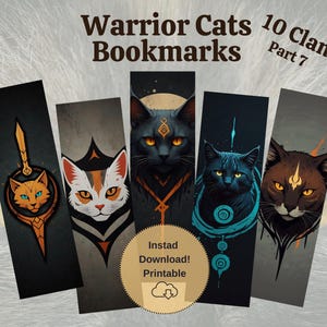 Warrior Cats Bookmarks Part 7 - Epic Clan Leaders Series | Printable Digital Download for Fans