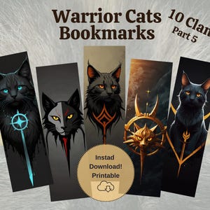 Warrior Cats Bookmarks Part 5 - 10 Clan Printable Digital Download | Sedgestar, Dawnstar, Tigerstar, and More