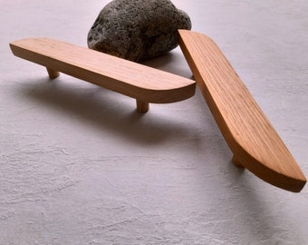 Oak Dresser Pulls: Modern Minimalist Cabinet Hardware, Oak handle for kitchen cabinets,  Orginal handle,Solid oak,Unique handle,Rounded ends