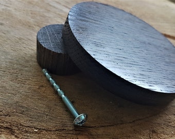 Custom Oak Wood Knobs: Round Cabinet Furniture Pulls
