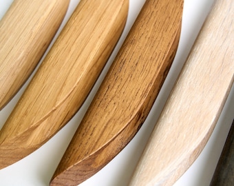 Unfinished Wood Handles Long  Elegant Rounded OAK Pulls, Cabinet Kitchen Hardware Dresser Pulls, Minimalism Wooden Drawer pulls