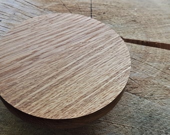 Handmade Solid Oak Circle Knob: Cabinet & Furniture Pull Handle