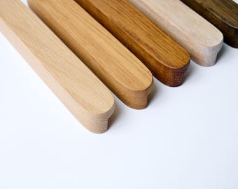Oak Furniture Handles of Solid Wood, Decorative Pulls Ikea Replacement. Custom lengths,  Kitchen Cabinet Hardware,  Cupboad Knobs