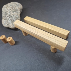Tiradores de madera de roble para armarios: Herrajes minimalistas para muebles, tirador cómodo, tirador de roble para armarios, puerta de madera, roble macizo, tirador de roble