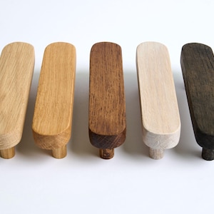 Wooden Pulls OAK Handles Long Simple Kitchen Hardware Dresser Pulls Minimalism Wooden Drawer Knobs