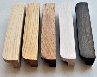 Houten handgrepen afgerond lang meubelbeslag dressoir trekt minimalistische houten ladeknoppen organisch