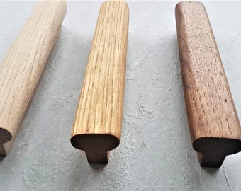 Handmade Natural Oak Wood Pull Handles: Minimalist Cabinet Hardware dresser knob elegant handle exclusive handle fashionable Oak handles