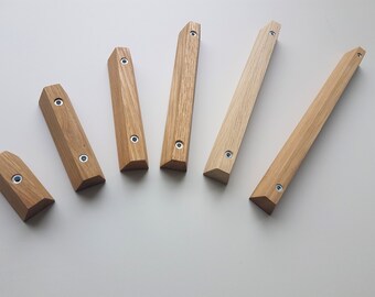 Minimalist Oak Cabinet Pulls: Natural Brown Wood Furniture Handles