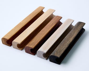 Minimalist Oak Wood Drawer Pulls: Kitchen Cabinet Handles