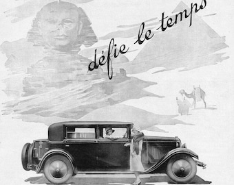 Publicité originale dans un magazine français. Impression automobile de 1928 Rochet Schneider. Une affiche publicitaire vintage parfaite à encadrer pour s'adapter à votre décoration