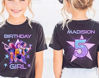 Custom Huntrix Birthday Girl Shirt, Personalized Kpop Demon Hunter Birthday Tee, Back to School, Gift for Huntrix fan,Birthday Gift for Kid
