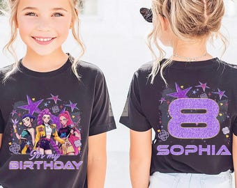 Custom Huntrix Birthday Girl Shirt, Personalized Kpop Demon Hunter Birthday Tee, Back to School, Gift for Huntrix fan,Birthday Gift for Kid