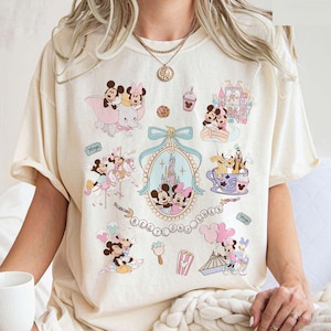 Retro Coquette Bows Mickey and Minnie Shirt, Walt Disney Castle shirt, Disney Girls Trip, WDW Magic Kingdom, Disneyland Matching Girls Tee