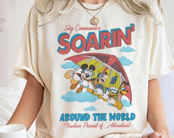 Vintage Micky & Friends schweben um die Welt Shirt, Disney Fahrt Epcot Center T-Shirt, Donald Pluto Goofy, Disneyland Reise Outfit