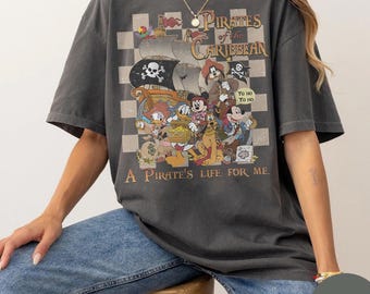Vintage Mickey & friends Pirates of the Caribbean shirt, WDW Disneyland Disney Cruise Pirates shirt, Pirates night Tee, Family vacation trip