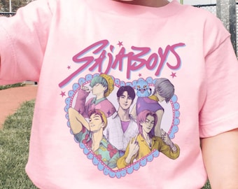 Camiseta retro de SajaBoys Kpop Demon Hunters para niños, regalo de cumpleaños para niños, camiseta juvenil de Saja Boys, merchandising de Demon Hunter, camiseta de regalo para fans del Kpop