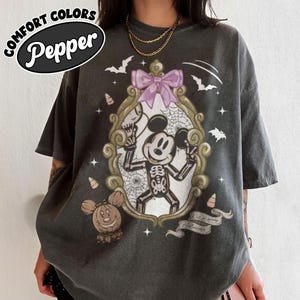Retro Comfort Color Spooky Mickey Skeleton Halloween Shirts, Mickey Skeleton Coquette Shirts, Disney Trip Halloween 2025, Halloween Shirts