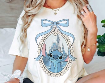 Camiseta Disney Stitch Comfort Colors, camiseta retro Stitch Coquette, camiseta Magic Kingdom, camiseta Disney Castle, camiseta Disneyland