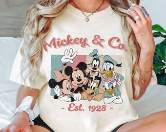 Vintage Mickey en zijn vrienden Est 1928, retro Disney-shirt, Disney-shirt dames, vintage Disney-shirt, shirt Disney-familie, shirt Disneyland