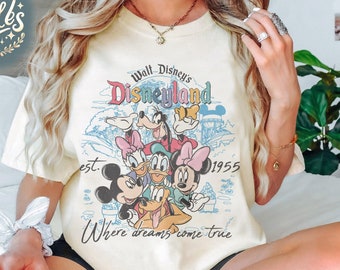 Camiseta vintage de Walt Disney Disneyland Est 1955, camiseta de Disneyland, camiseta de vacaciones familiares de Disney 2025, camiseta de viaje a Disney 2025, camiseta de grupo de Disney