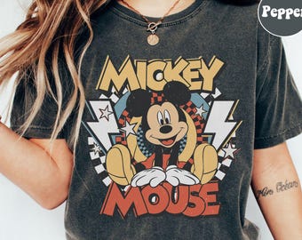 Comfort Colors® Vintage Mickey Mouse Shirt, Disney Mickey 1928 T-Shirt, Retro Mickey Shirt, Disney Trip Shirt, Checkered Mickey Shirt