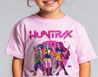 Retro Huntrix Demon Hunters Comfort Colors T-Shirts, Vintage First Day of Kindergarten Shirt, Back to School Outfit, Birthday Gift for Kid