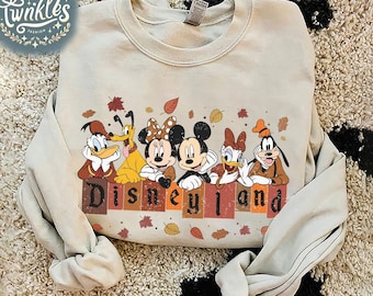 Vintage Disneyland Thanksgiving Sweatshirt, Cute Mickey And Friends Thanksgiving Shirt, Disney Fall Vibes Family Matching Tees, Disney Fall