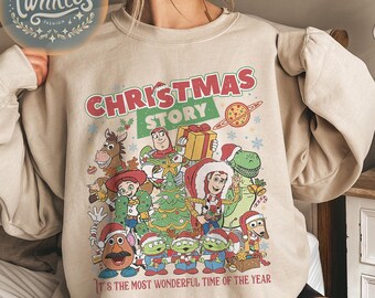 Vintage Toy Friends Christmas Shirt, The Most Wonderful Time Of The Year Sweatshirt, Christmas Tree and Lights Tee, Family Xmas 2024 Shirts