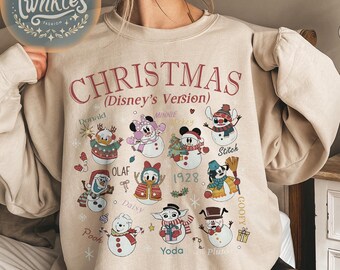 Vintage Disney Christmas Version Shirt, Mickey And Friends Christmas Sweatshirt, Disney Christmas Party Trip 2024 Shirt, Disneyland Xmas Tee
