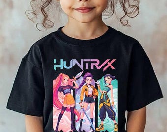 Chemise Kpop Demon Hunters, chemise Huntrix Girl pour tout-petits, chemise du groupe d'idols Kpop, chemise Mira Rumi Joey, merch Demon Hunter, cadeau d'anniversaire pour enfant