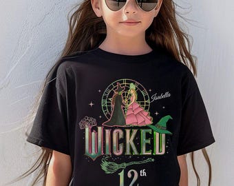Personalized Wicked Birthday T-Shirt, Changed for Good, Witch Pink and Green Girl Birthday Shirt, Custom Kids Birthday Gift For Son Daughter